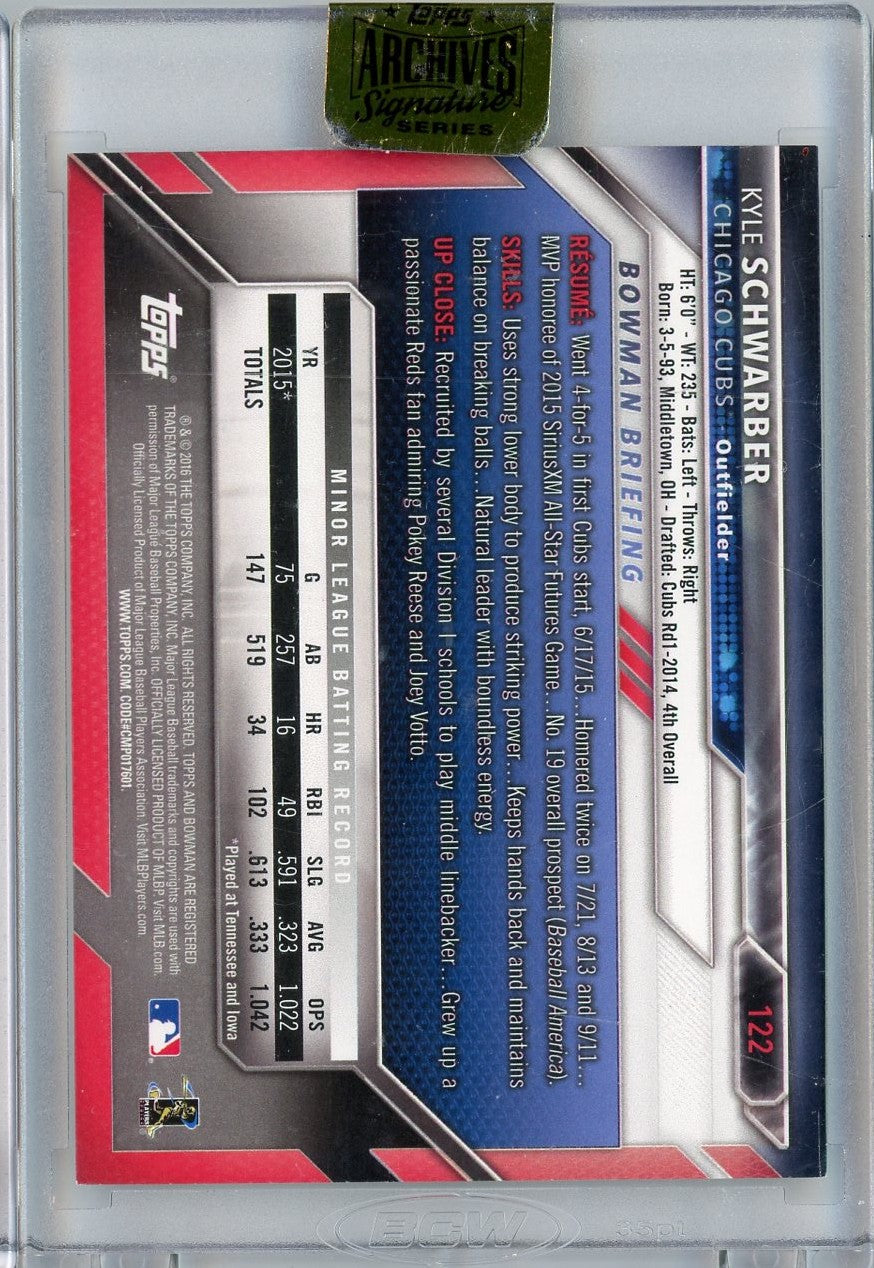 2017-topps-archives-2016-bowman-kyle-schwarber-122-99-on-card-auto-rookie-rc-baseball-card