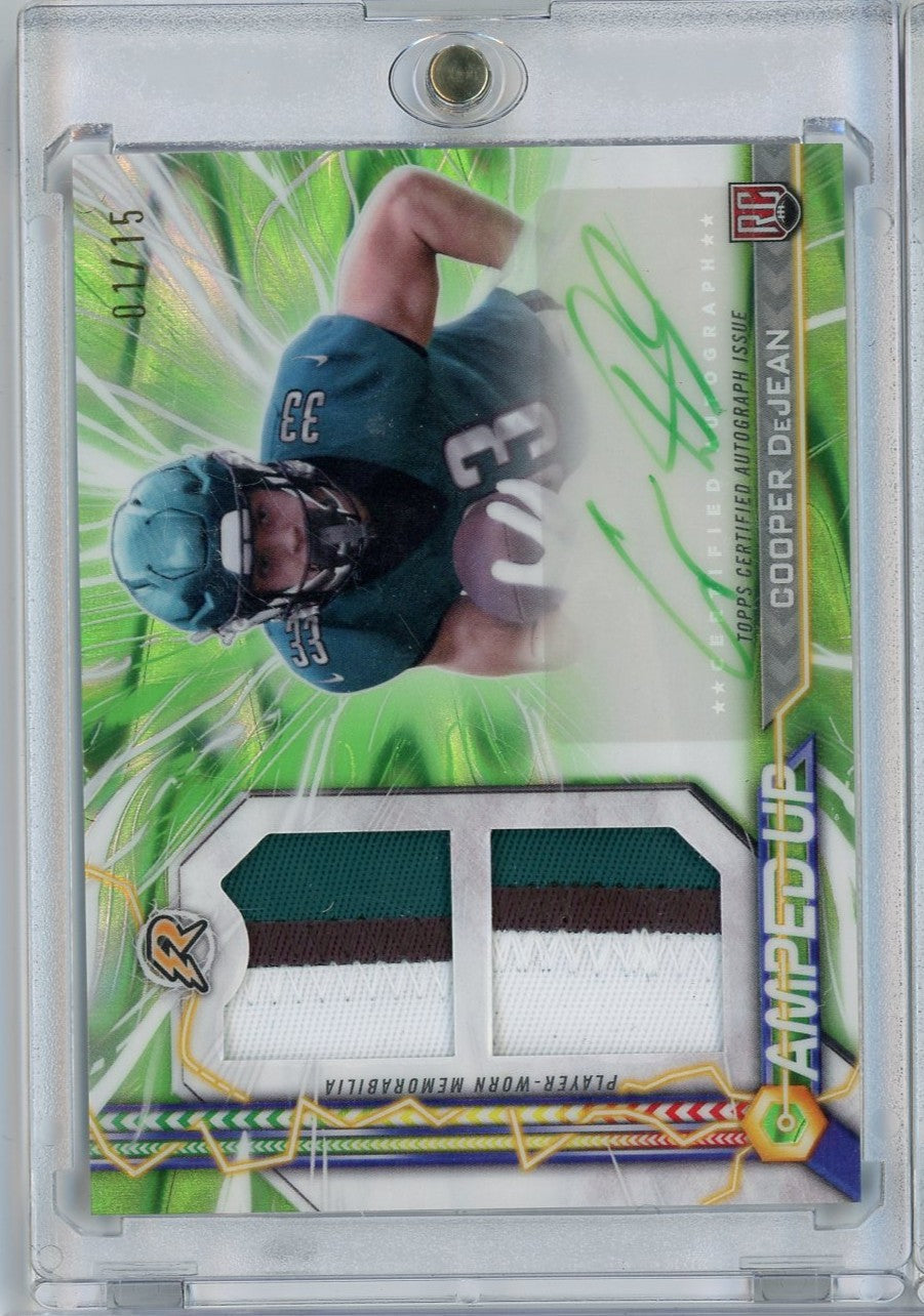2024-topps-resurgence-amped-up-green-cooper-dejean-au-cd-01-15-rpa-auto-rookie-rc-football-card