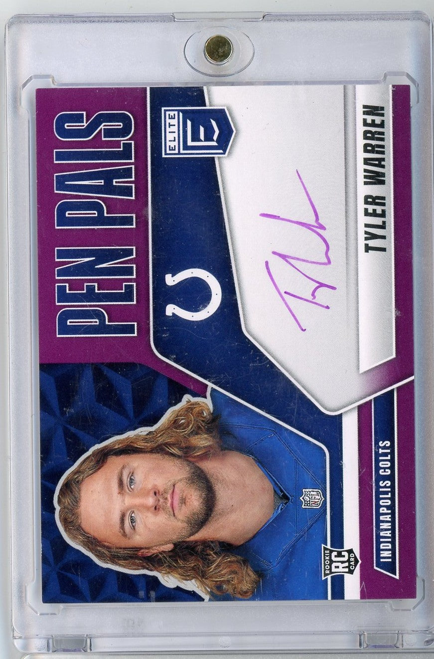 2025-donruss-elite-pen-pals-purple-tyler-warren-pptwa-purple-auto-rookie-rc-football-card