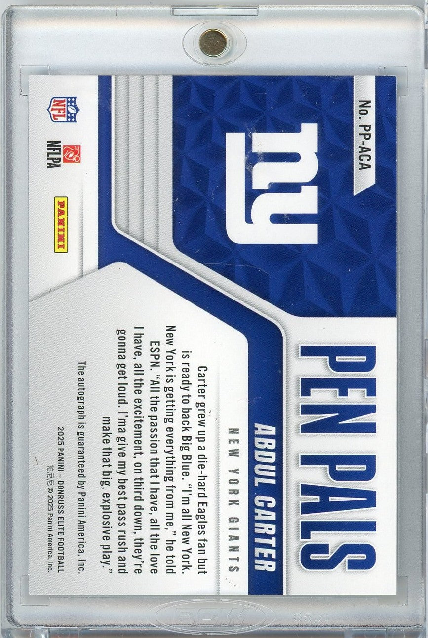 2025-donruss-elite-pen-pals-abdul-carter-ppaca-auto-rookie-rc-football-card