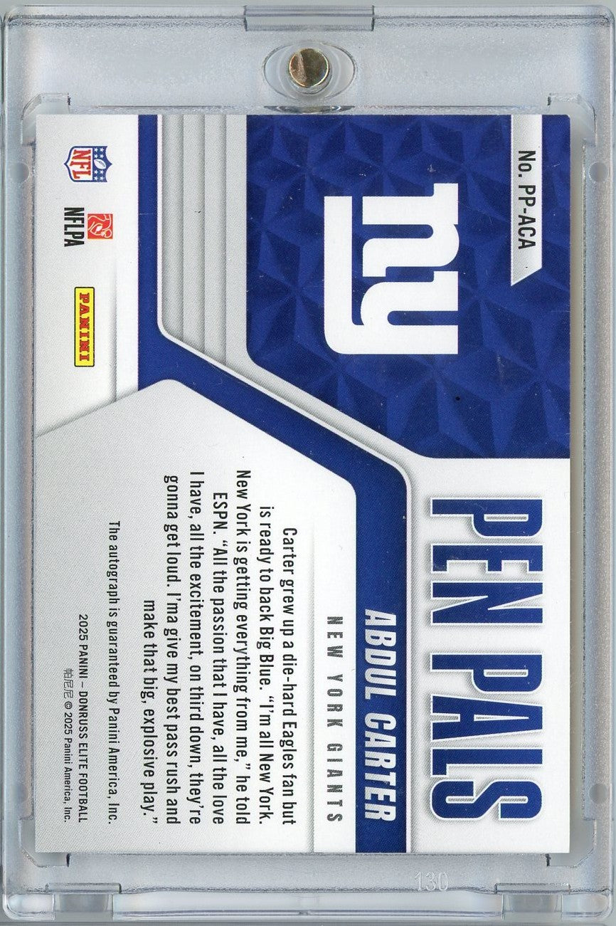 2025-donruss-elite-pen-pals-black-abdul-carter-ppaca-gold-ink-auto-rookie-rc-football-card