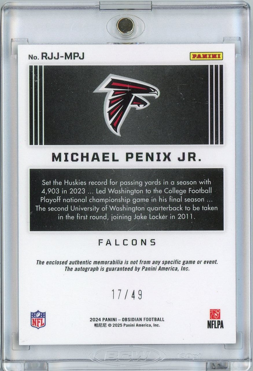 2024-panini-obsidian-purple-auto-michael-penix-jr-rjjmpj-49-rookie-rc-football-card