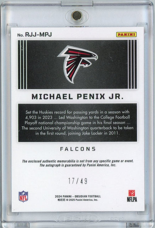 2024-panini-obsidian-purple-auto-michael-penix-jr-rjjmpj-49-rookie-rc-football-card