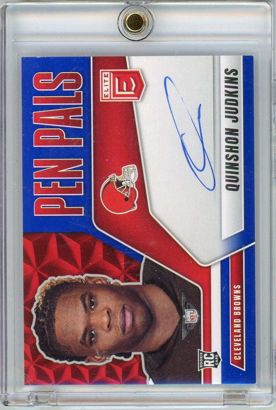 2025-panini-donruss-elite-pen-pals-blue-quinshon-judkins-ppqju-auto-cleveland-browns-rookie-rc-football-card