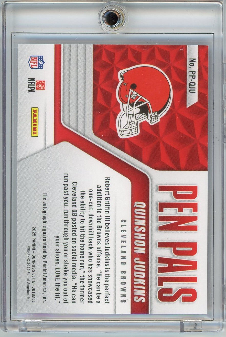 2025-panini-donruss-elite-pen-pals-blue-quinshon-judkins-ppqju-auto-cleveland-browns-rookie-rc-football-card