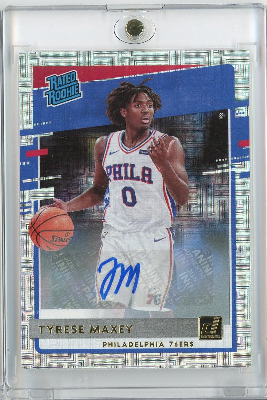 2020-panini-donruss-tyrese-maxey-211-signature-choice-autograph-rookie-rc-basketball-card