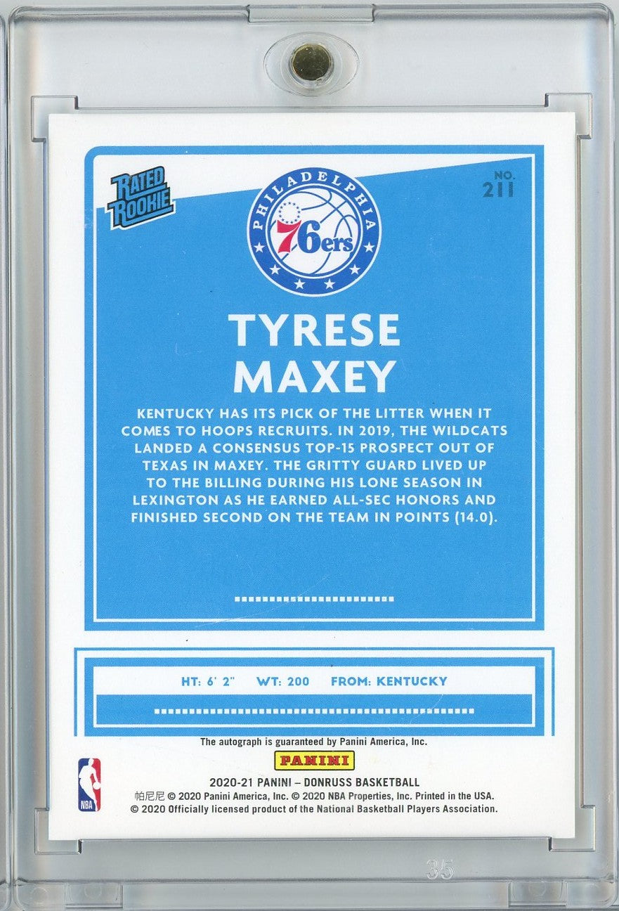 2020-panini-donruss-tyrese-maxey-211-signature-choice-autograph-rookie-rc-basketball-card