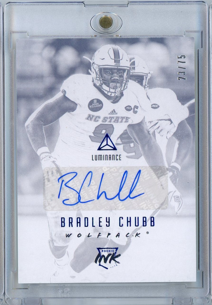 2018-panini-luminance-football-bradley-chubb-ribrc-75-auto-rookie-rc-football-card