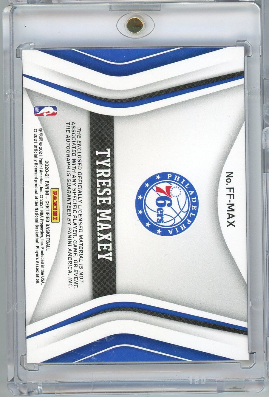 2020-panini-certified-tyrese-maxey-ff-max-99-freshman-fabric-rookie-patch-auto-rookie-rc-basketball-card