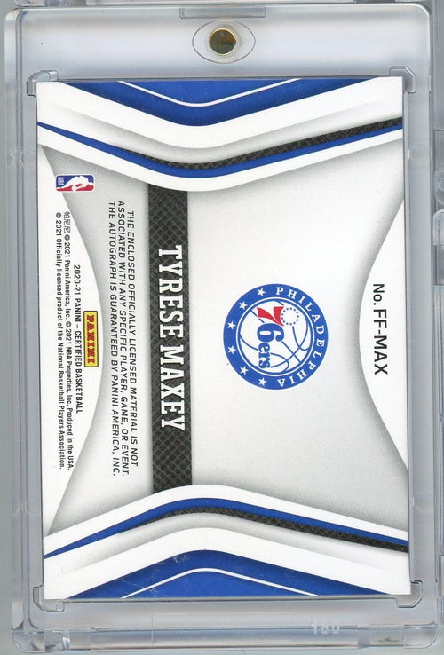 2020-panini-certified-tyrese-maxey-ff-max-99-freshman-fabric-rookie-patch-auto-rookie-rc-basketball-card