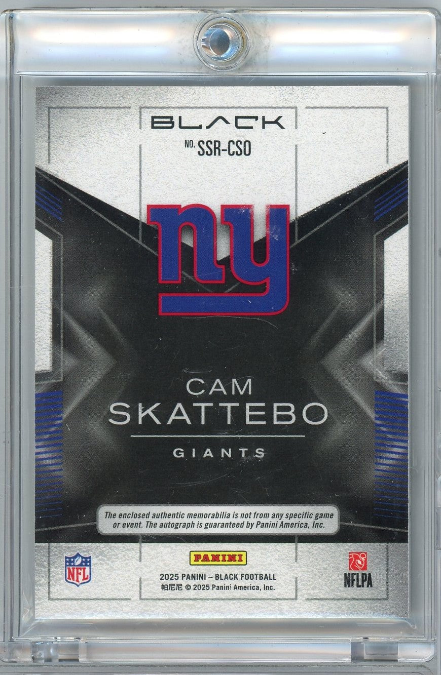 2025-panini-black-cam-skattebo-ssrcso-99-sizable-signatures-relic-auto-rookie-rc-football-card