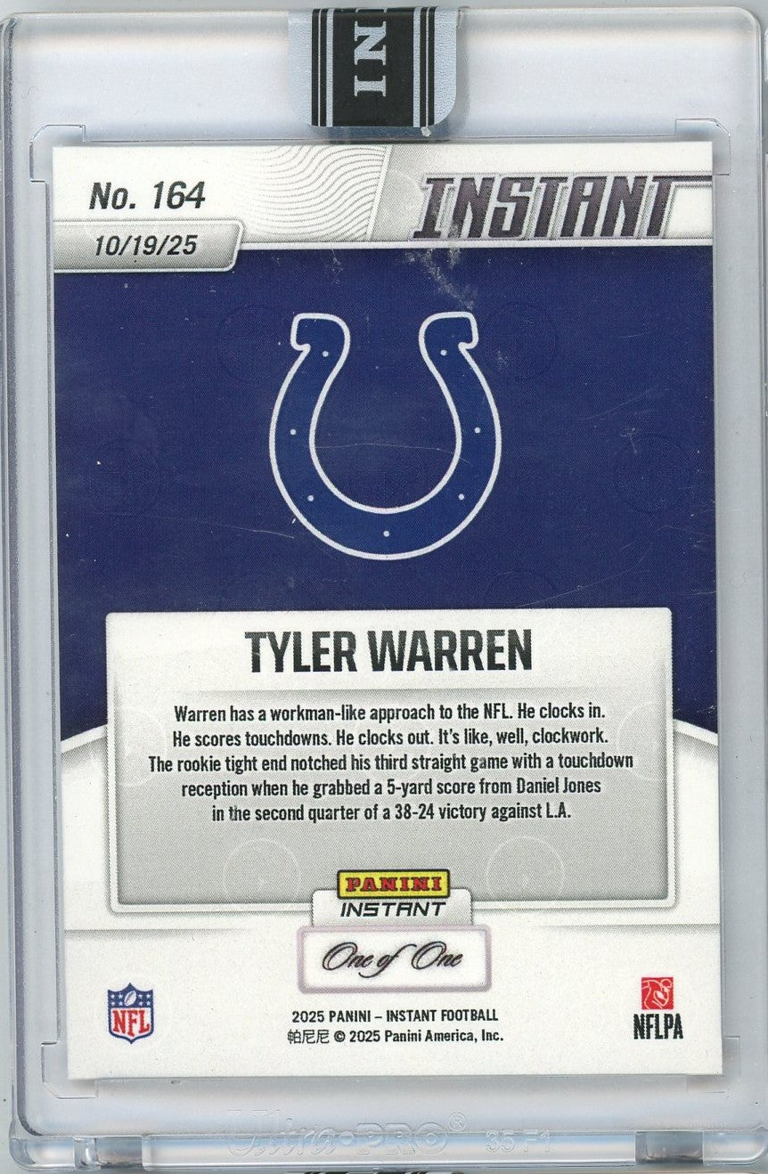 2025-panini-instant-tyler-warren-164-magma-1-1-indianapolis-colts-rookie-rc-football-card