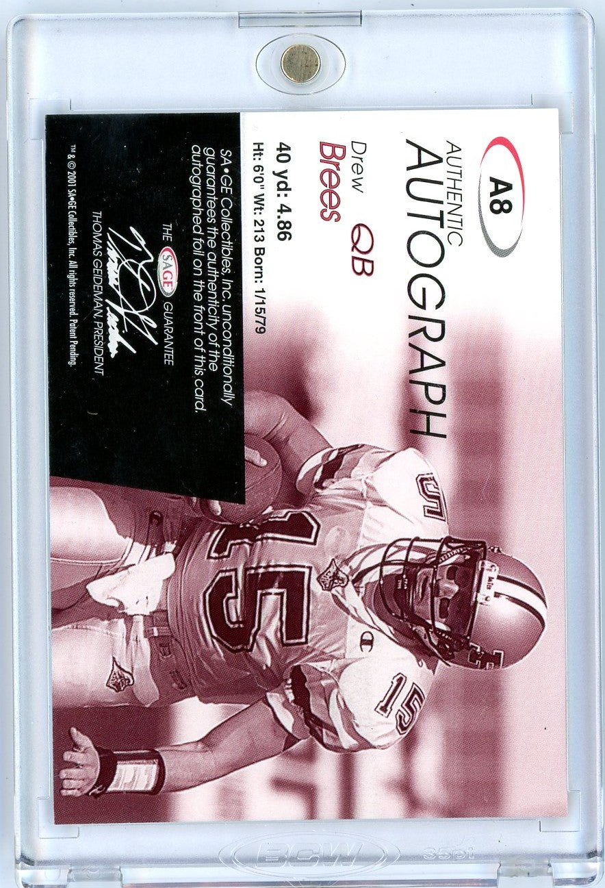 2001-sage-sa-ge-authentic-autographs-drew-brees-a8-749-rookie-rc-football-card