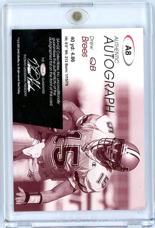 2001-sage-sa-ge-authentic-autographs-drew-brees-a8-749-rookie-rc-football-card