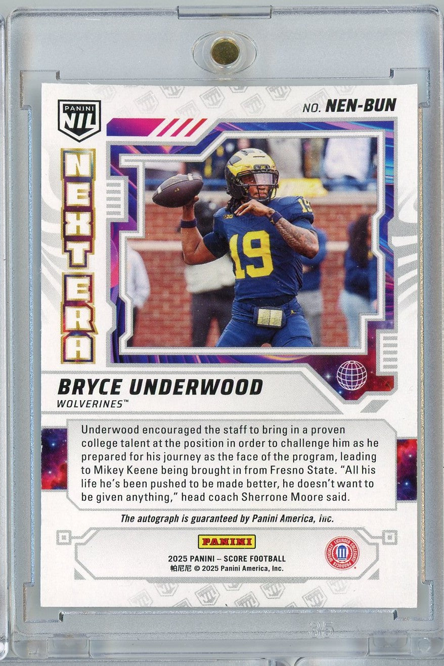 2025-panini-score-nil-next-era-bryce-underwood-nenbun-25-auto-michigan-wolverines-rookie-rc-football-card