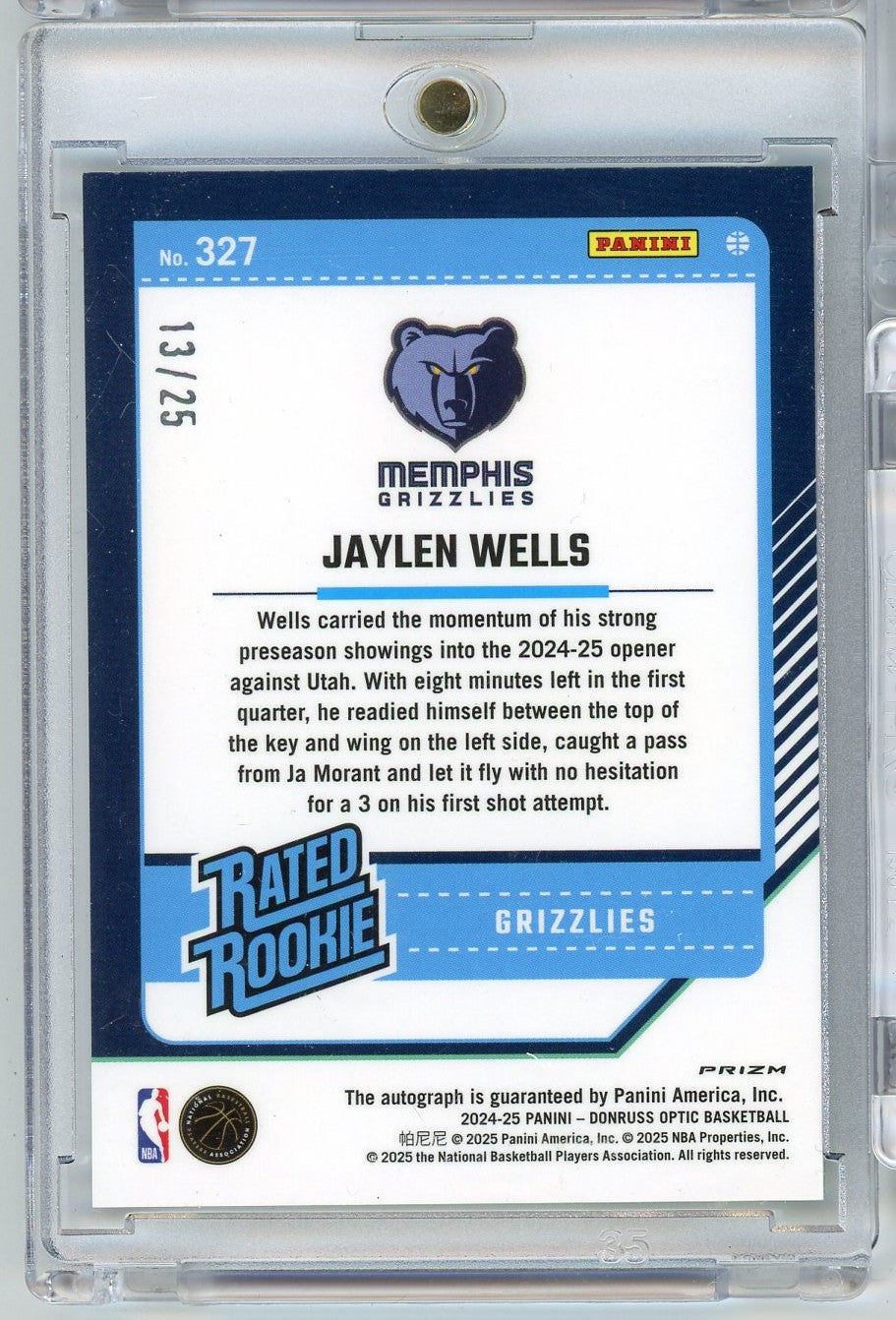 2024-donruss-optic-jaylen-wells-327-25-green-scope-auto-rookie-rc-basketball-card