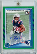 2025-panini-donruss-treveyon-henderson-332-green-auto-new-england-patriots-rookie-rc-football-card