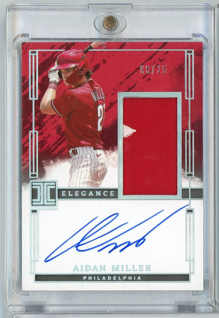 2024-panini-impeccable-aidan-miller-epjam-25-elegance-relic-auto-rookie-rc-baseball-card