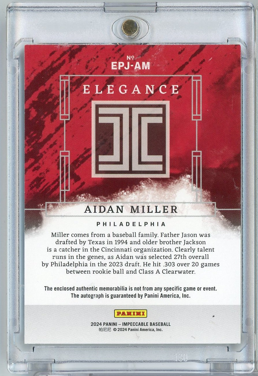 2024-panini-impeccable-aidan-miller-epjam-25-elegance-relic-auto-rookie-rc-baseball-card