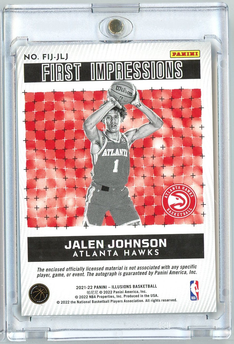 2021-panini-illusions-jalen-johnson-fijjlj-5-5-first-impressions-green-rpa-rookie-rc-basketball-card