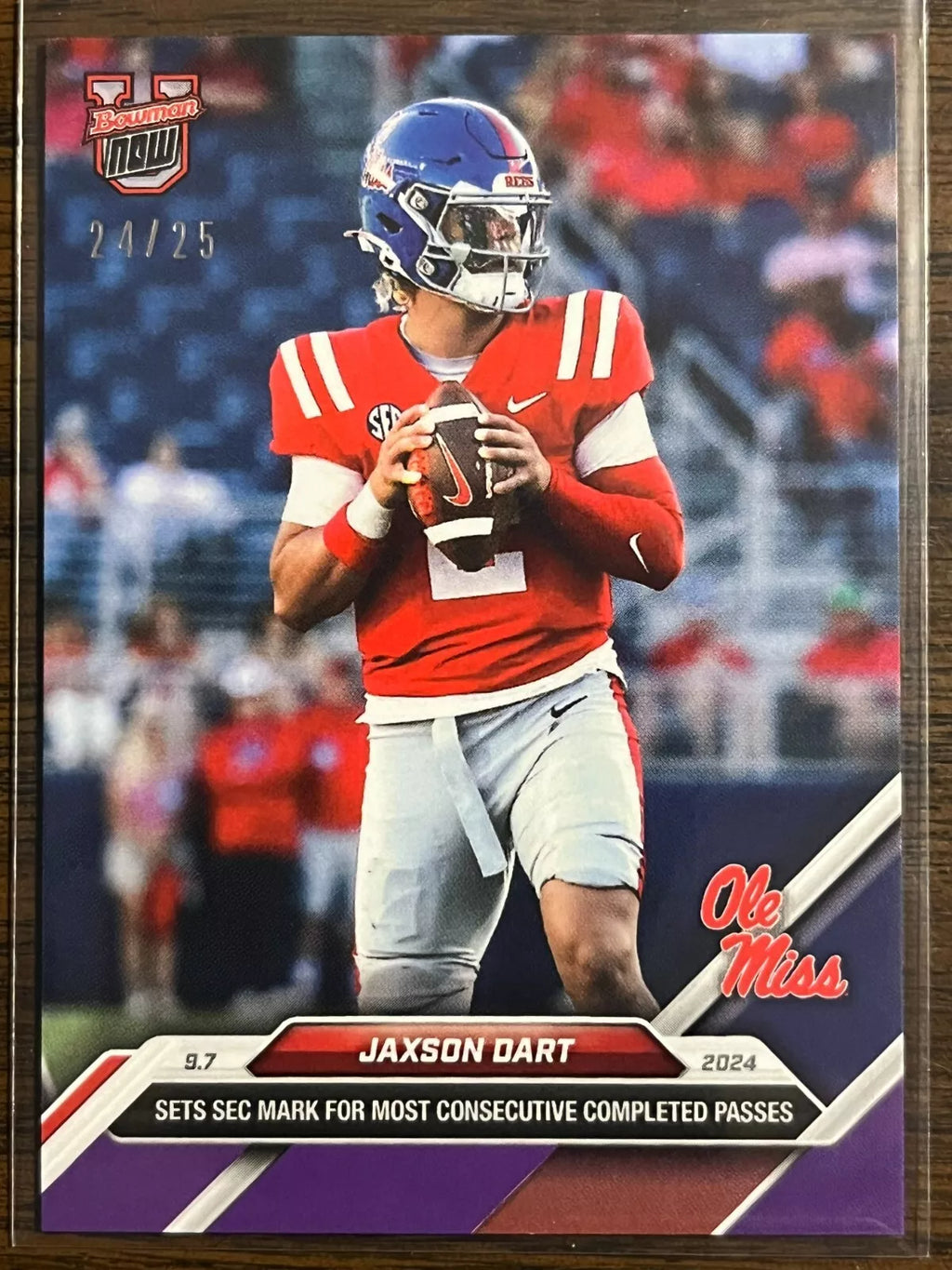 2024-topps-bowman-u-now-jaxson-dart-10-purple-25-ole-miss-rebels-football-card