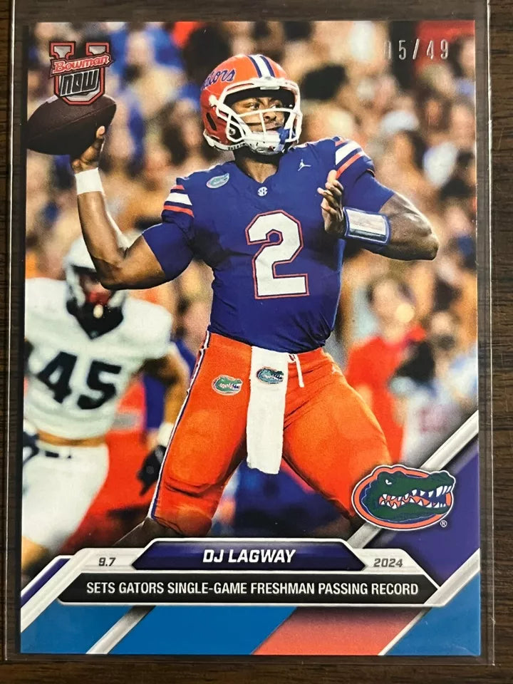 2024-topps-bowman-u-now-dj-lagway-7-blue-49-florida-gators-rookie-rc-football-card