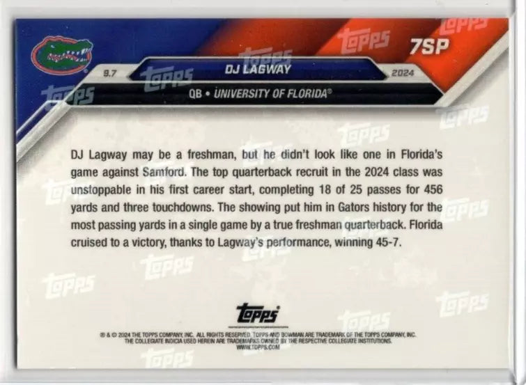 2024-topps-bowman-u-now-dj-lagway-7sp-florida-gators-rookie-rc-football-card